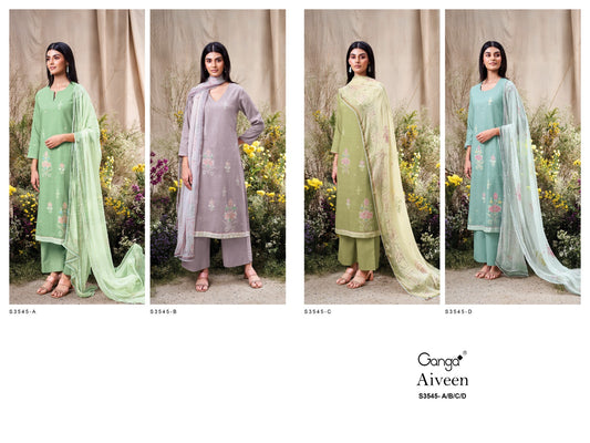 Aiveen 3545 Ganga Premium Cotton Plazzo Style Suits Wholesaler India