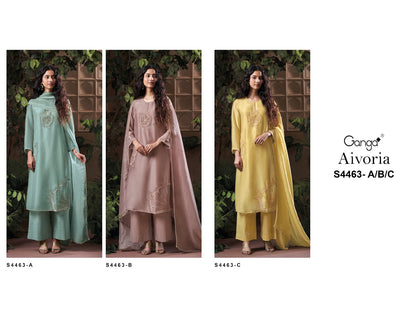 Aivoria S4463 Ganga Bemberg Silk Plazzo Style Suits Supplier