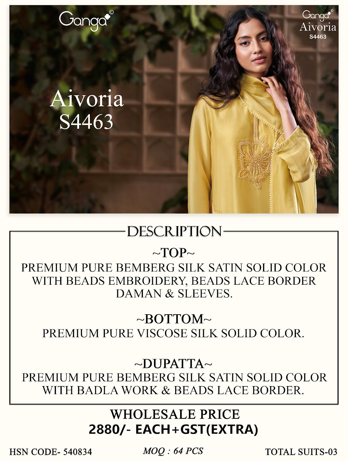 Aivoria S4463 Ganga Bemberg Silk Plazzo Style Suits Supplier