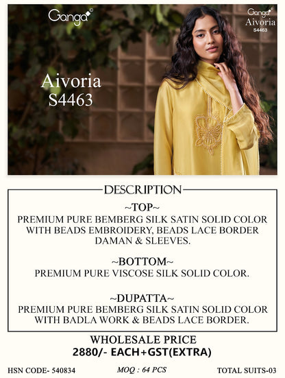 Aivoria S4463 Ganga Bemberg Silk Plazzo Style Suits Supplier