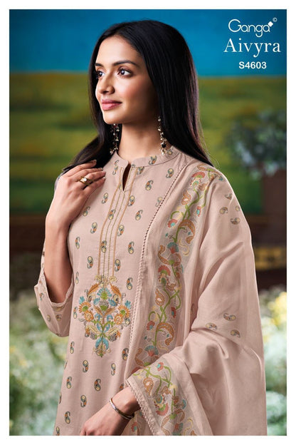 Aivyra 4603 Ganga Premium Cotton Plazzo Style Suits Supplier Gujarat