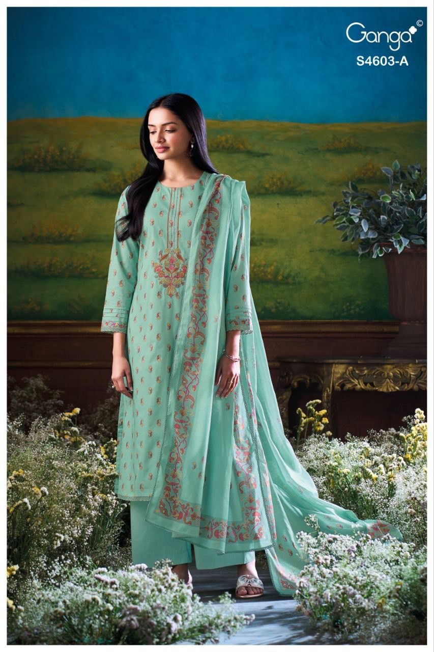 Aivyra 4603 Ganga Premium Cotton Plazzo Style Suits Supplier Gujarat