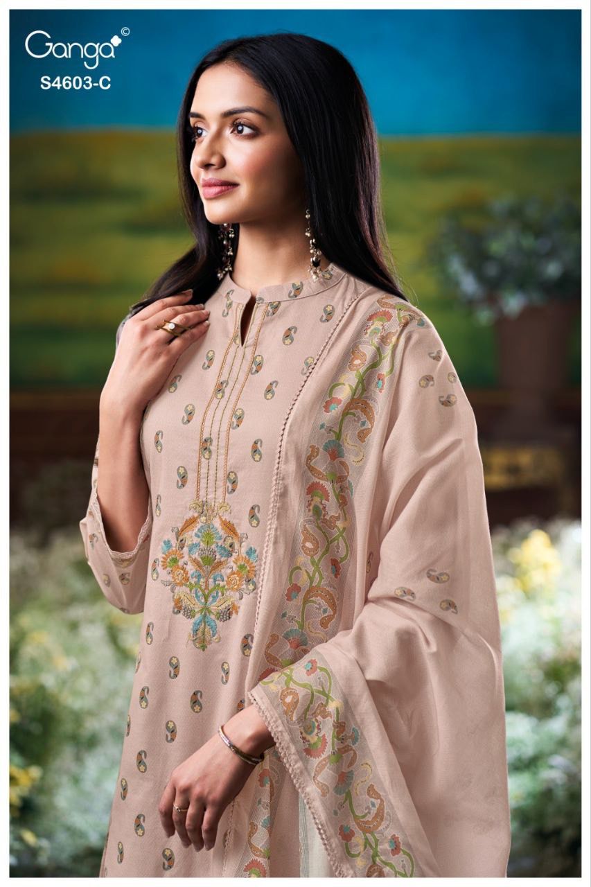 Aivyra 4603 Ganga Premium Cotton Plazzo Style Suits Supplier Gujarat