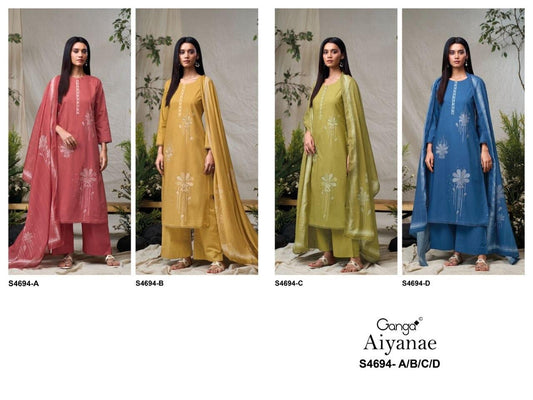 Aiyanae S4694 Ganga Cotton Pant Style Suits Wholesaler Gujarat