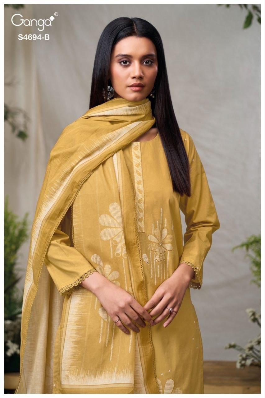 Aiyanae S4694 Ganga Cotton Pant Style Suits Wholesaler Gujarat