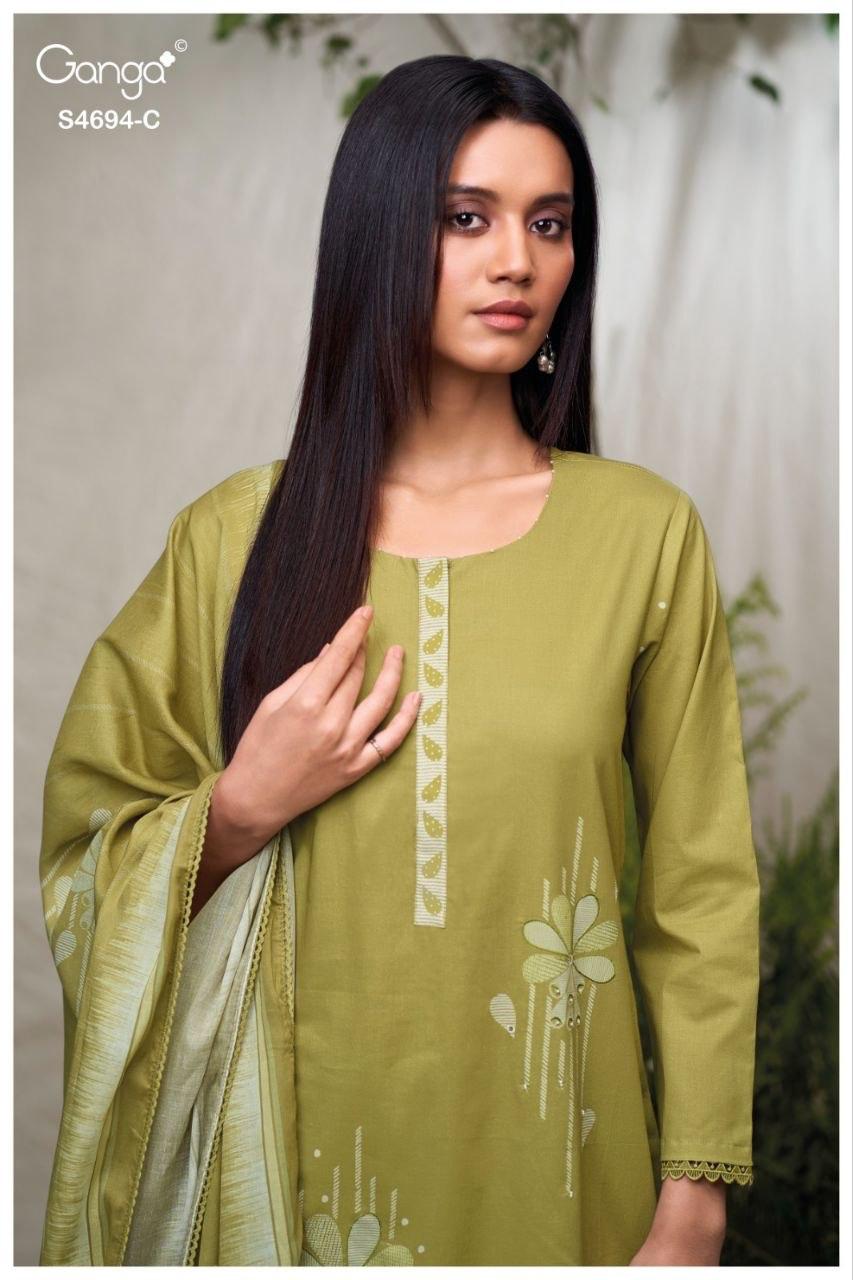 Aiyanae S4694 Ganga Cotton Pant Style Suits Wholesaler Gujarat