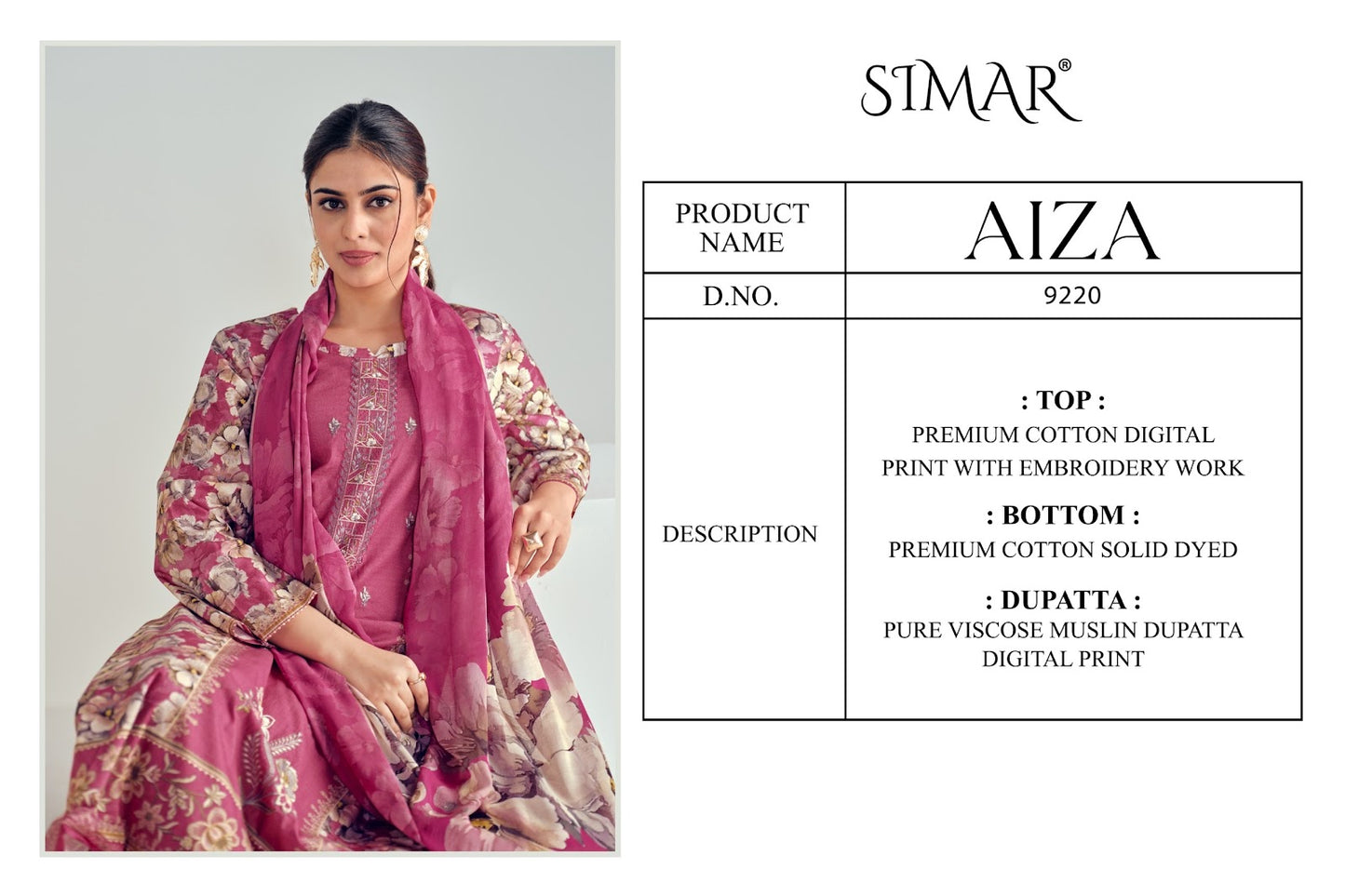 Aiza Simar Premium Cotton Pant Style Suits Exporter India
