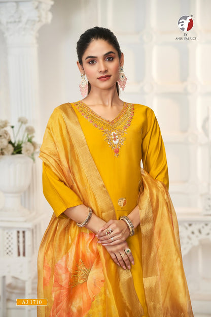 Aj 1710 Af Modal Silk Readymade Pant Style Suits Exporter