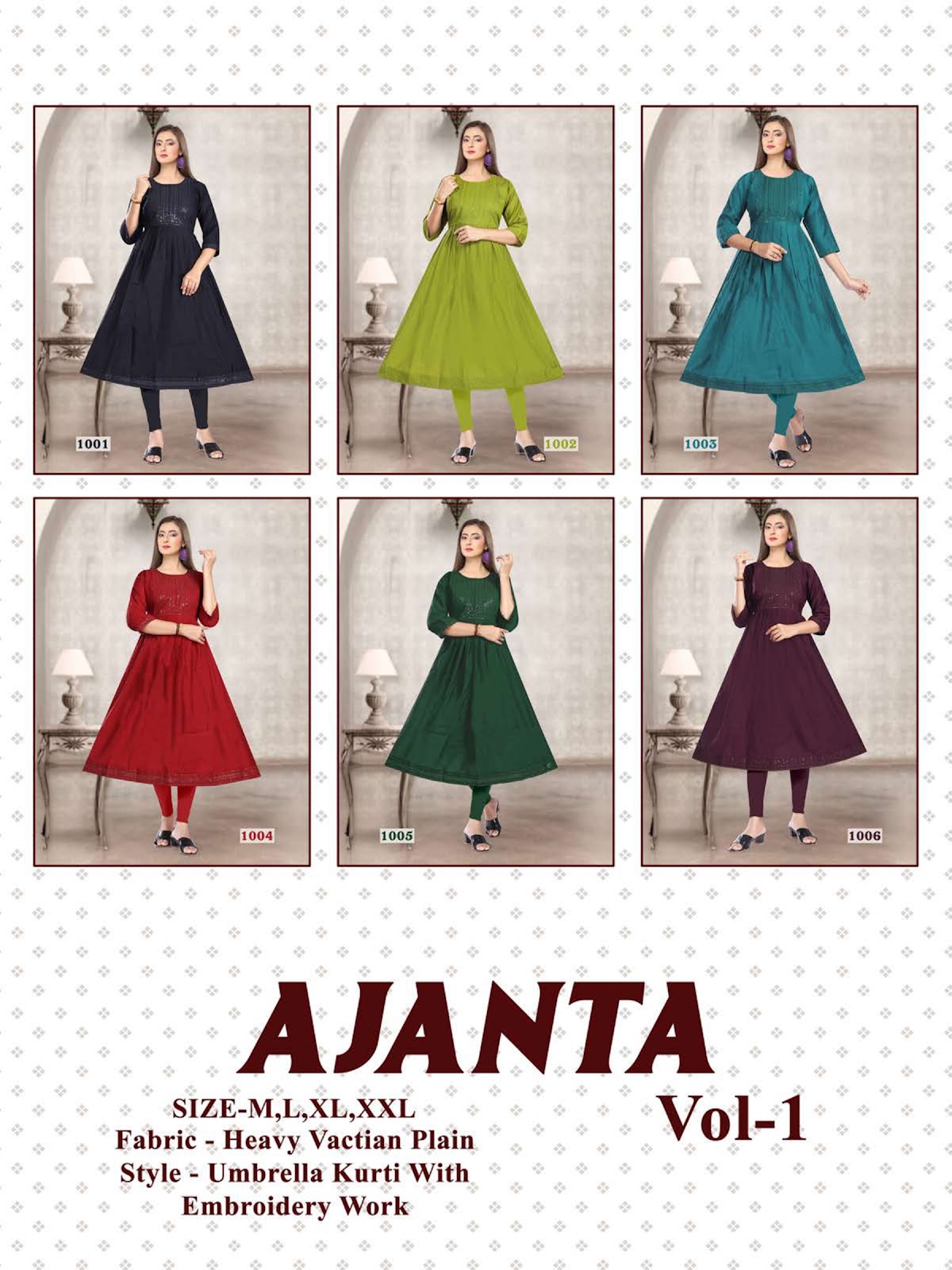 Ajanta Vol 1 Kavinay Vatican Anarkali Kurtis Exporter Ahmedabad