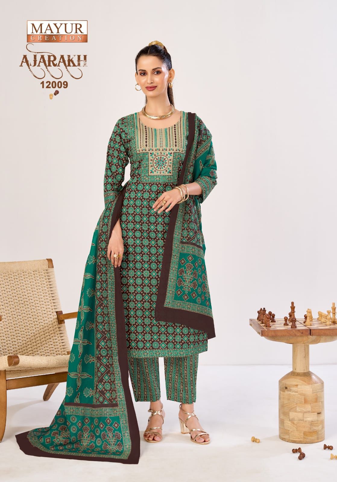 Ajarakh Vol 12 Mayur Creation Readymade Cotton Pant Suits Manufacturer Ahmedabad