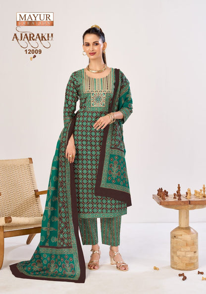 Ajarakh Vol 12 Mayur Creation Readymade Cotton Pant Suits Manufacturer Ahmedabad