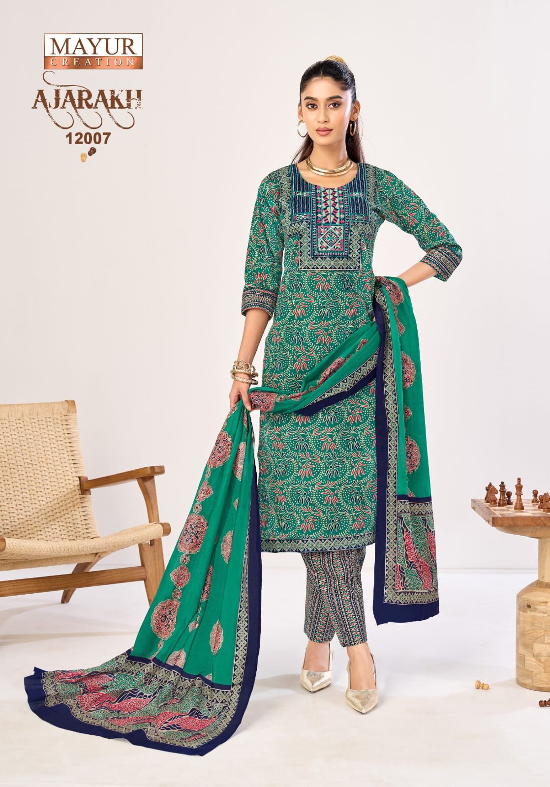 Ajarakh Vol 12 Mayur Creation Readymade Cotton Pant Suits Manufacturer Ahmedabad