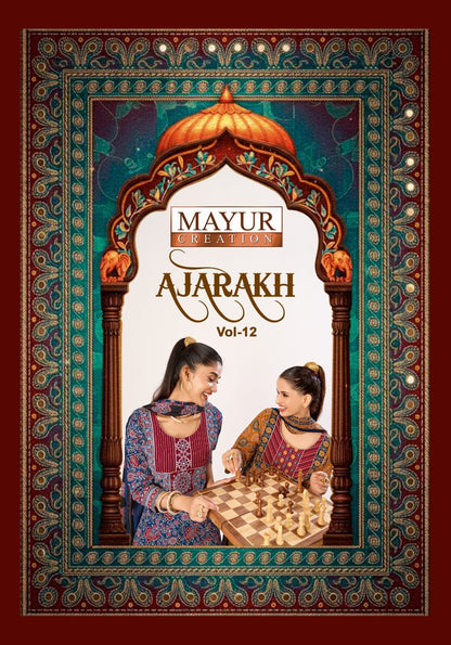 Ajarakh Vol 12 Mayur Creation Readymade Cotton Pant Suits Manufacturer Ahmedabad