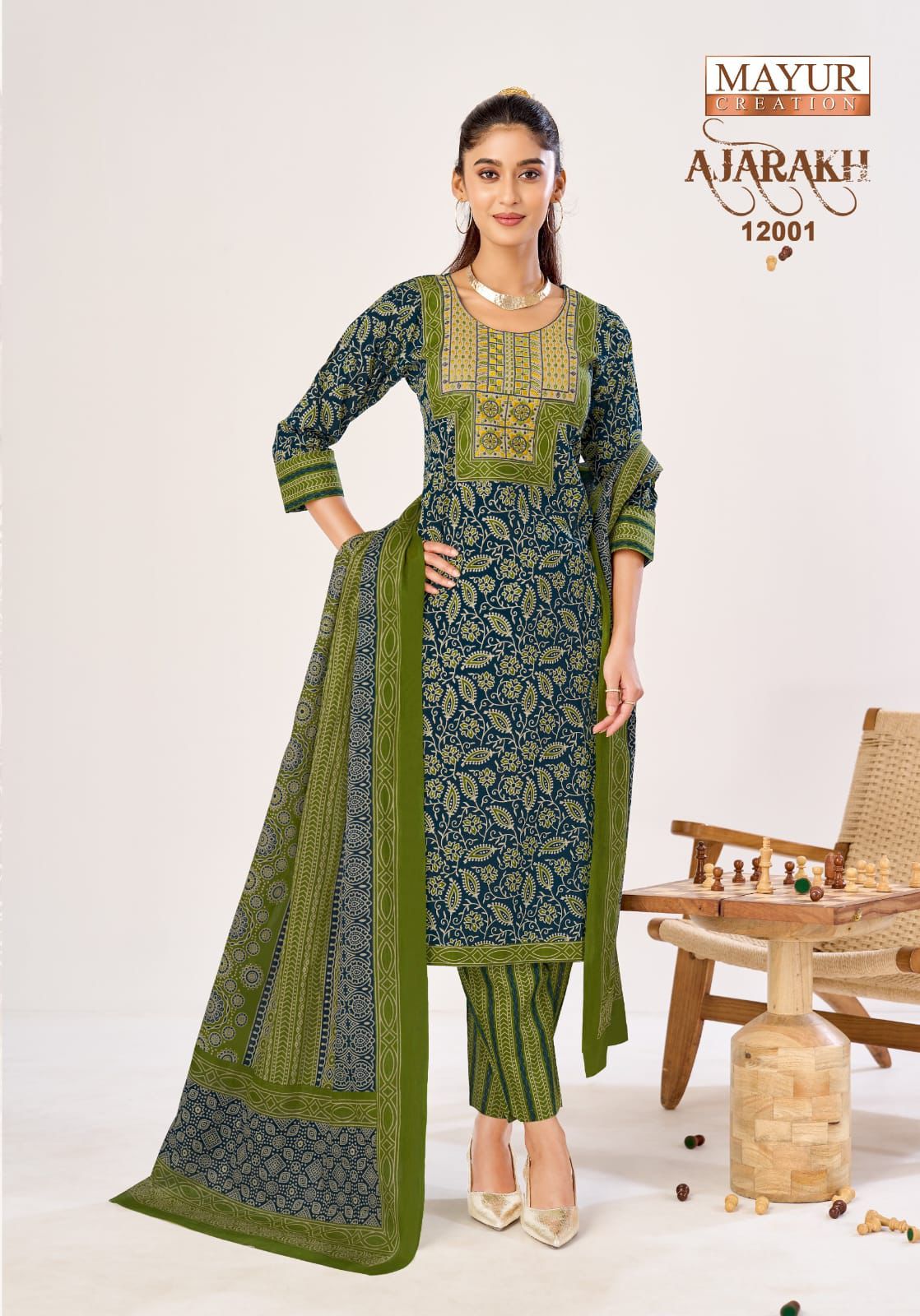 Ajarakh Vol 12 Mayur Creation Readymade Cotton Pant Suits Manufacturer Ahmedabad