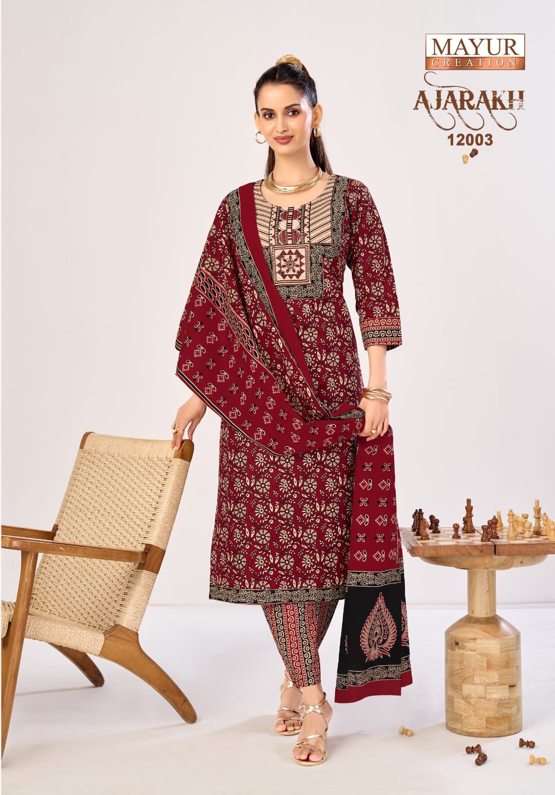 Ajarakh Vol 12 Mayur Creation Readymade Cotton Pant Suits Manufacturer Ahmedabad