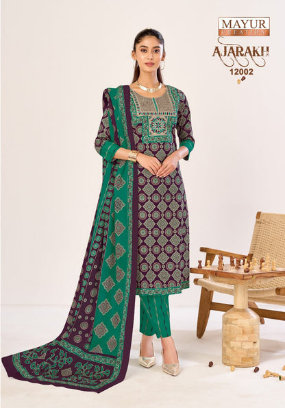 Ajarakh Vol 12 Mayur Creation Readymade Cotton Pant Suits Manufacturer Ahmedabad