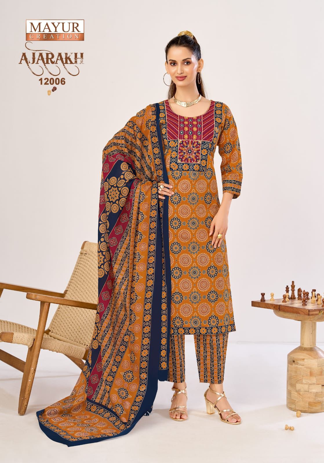 Ajarakh Vol 12 Mayur Creation Readymade Cotton Pant Suits Manufacturer Ahmedabad