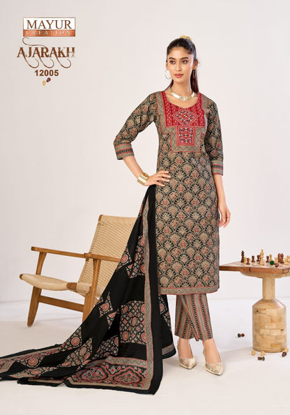 Ajarakh Vol 12 Mayur Creation Readymade Cotton Pant Suits Manufacturer Ahmedabad