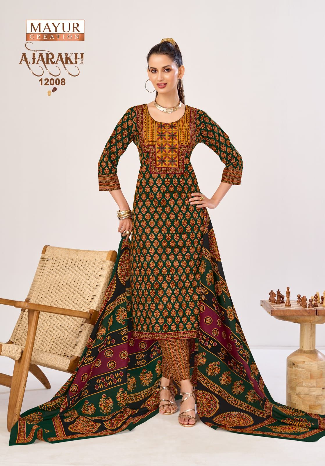 Ajarakh Vol 12 Mayur Creation Readymade Cotton Pant Suits Manufacturer Ahmedabad