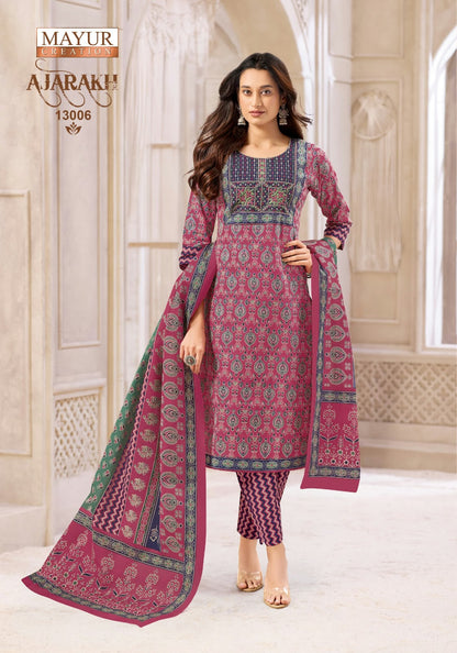 Ajarakh Vol 13 Mayur Creation Readymade Cotton Pant Suits Manufacturer Gujarat