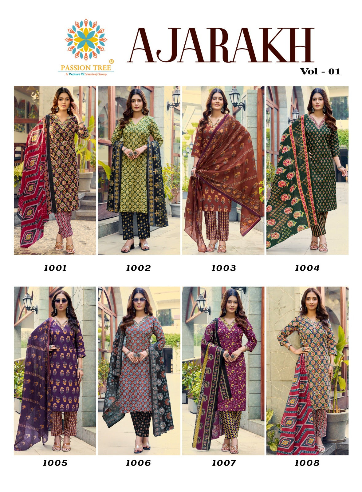 Ajarakh Vol 1 Passion Tree Readymade Cotton Pant Suits Exporter India
