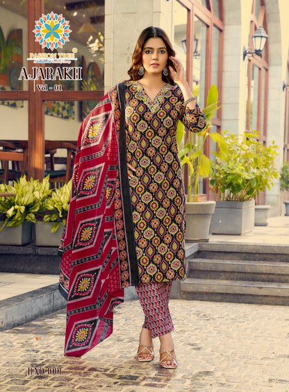 Ajarakh Vol 1 Passion Tree Readymade Cotton Pant Suits Exporter India