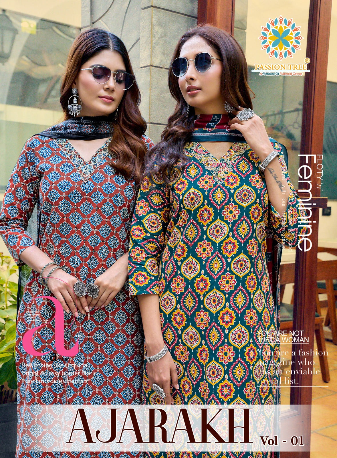 Ajarakh Vol 1 Passion Tree Readymade Cotton Pant Suits Exporter India