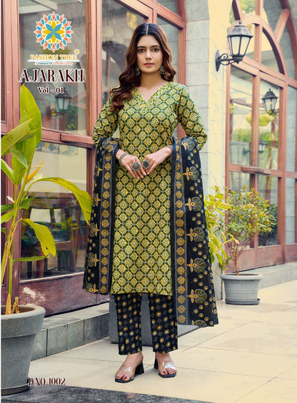 Ajarakh Vol 1 Passion Tree Readymade Cotton Pant Suits Exporter India