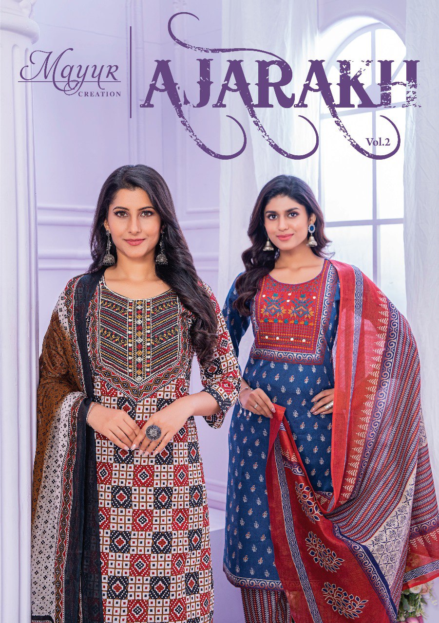 Ajarakh Vol 2 Mayur Creation Cotton Dress Material Wholesale Price