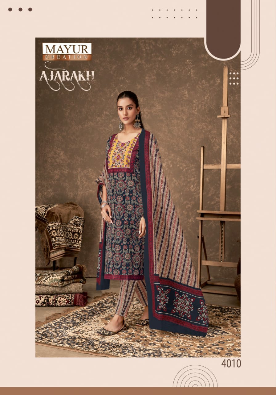 Ajarakh Vol 4 Mayur Creation Cotton Dress Material Manufacturer Gujarat