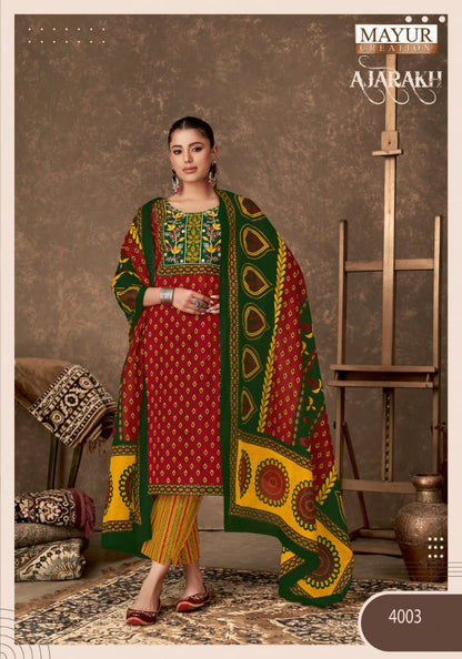 Ajarakh Vol 4 Mayur Creation Cotton Dress Material Manufacturer Gujarat
