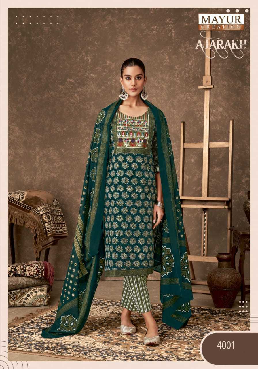 Ajarakh Vol 4 Mayur Creation Readymade Cotton Pant Suits Manufacturer Gujarat