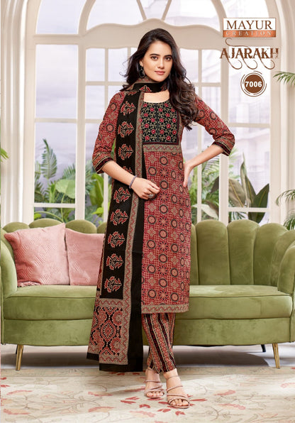 Ajarakh Vol 7 Mayur Creation Readymade Cotton Pant Suits Wholesaler Ahmedabad