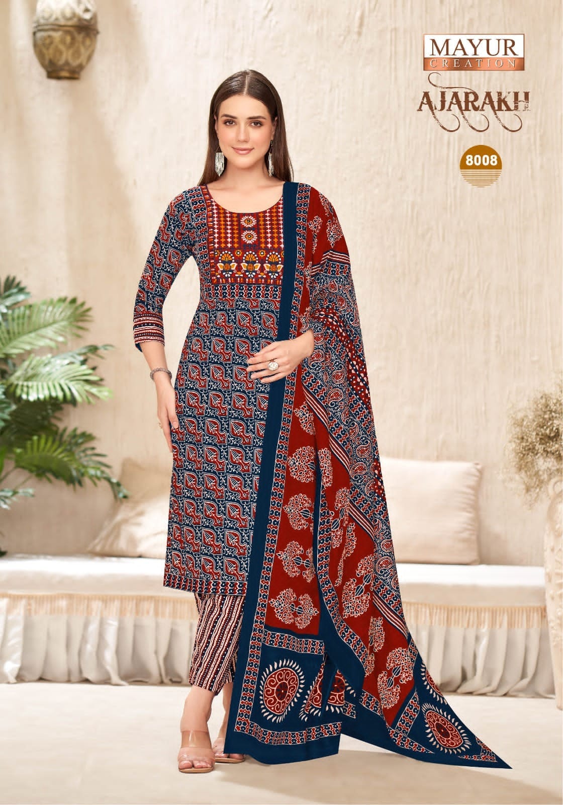 Ajarakh Vol 8 Mayur Creation Readymade Cotton Pant Suits Wholesaler Ahmedabad