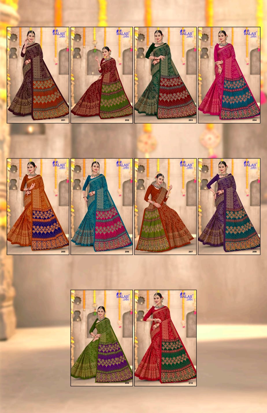Ajark Bandhani Masleen Vol 2 Balaji Cotton Sarees Supplier Ahmedabad