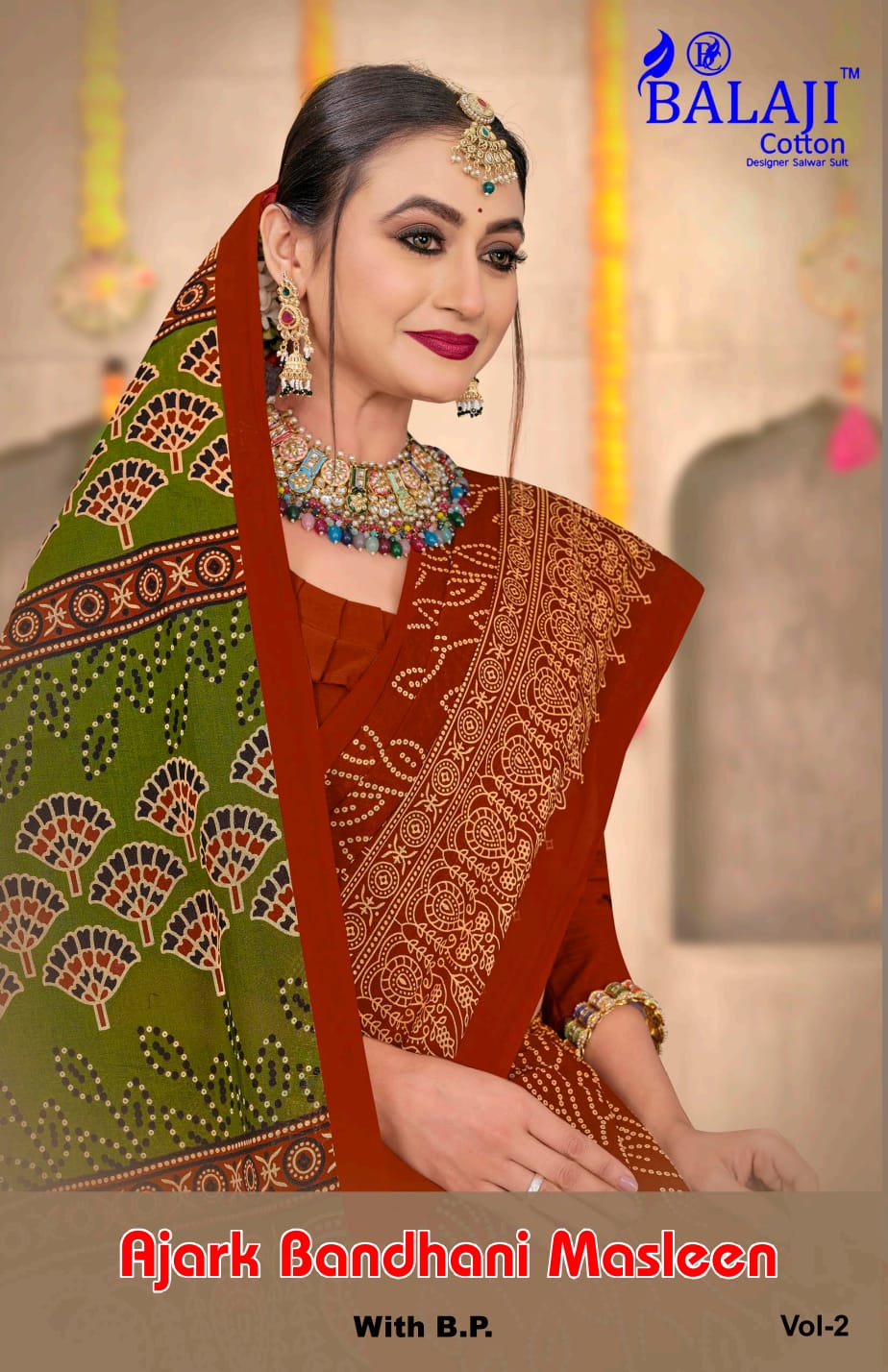 Ajark Bandhani Masleen Vol 2 Balaji Cotton Sarees Supplier Ahmedabad