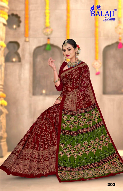 Ajark Bandhani Masleen Vol 2 Balaji Cotton Sarees Supplier Ahmedabad