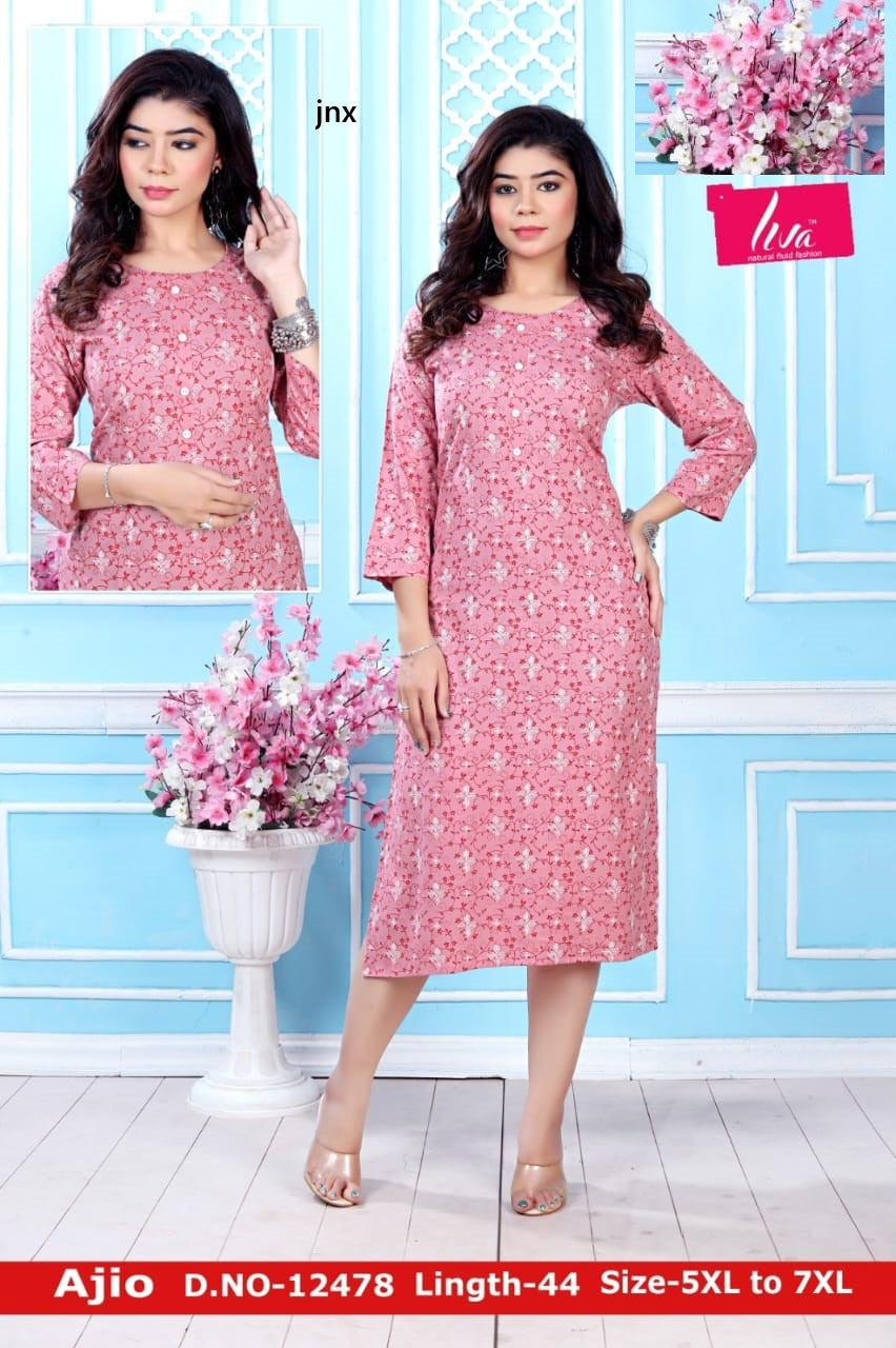 Ajio Jnx Rayon Plus Size Kurtis Supplier Ahmedabad