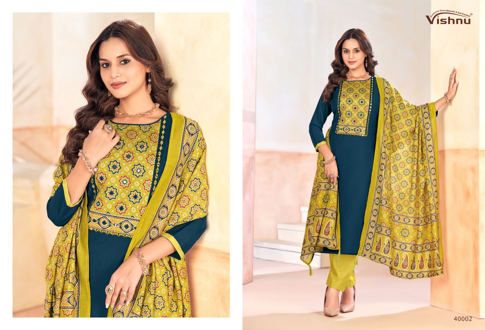Ajjrak Gold Vol 2 Vishnu Impex Vetican Pant Style Suits Supplier