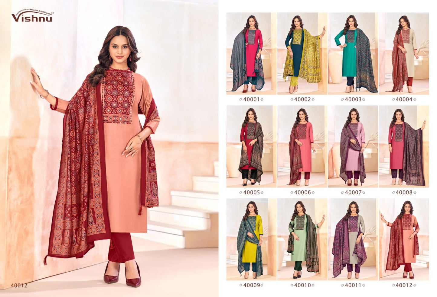 Ajjrak Gold Vol 2 Vishnu Impex Vetican Pant Style Suits Supplier