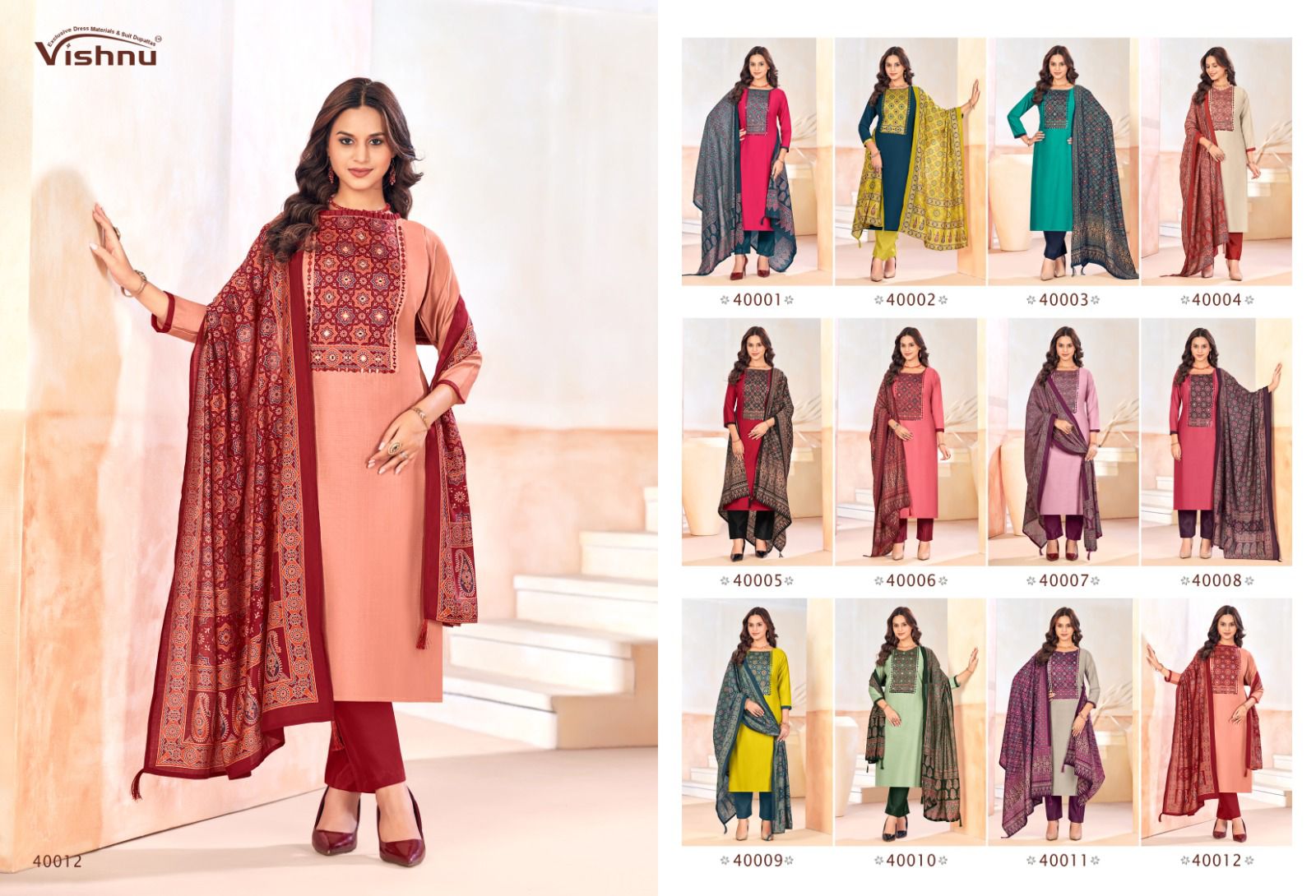 Ajjrak Gold Vol 2 Vishnu Impex Vetican Pant Style Suits Supplier