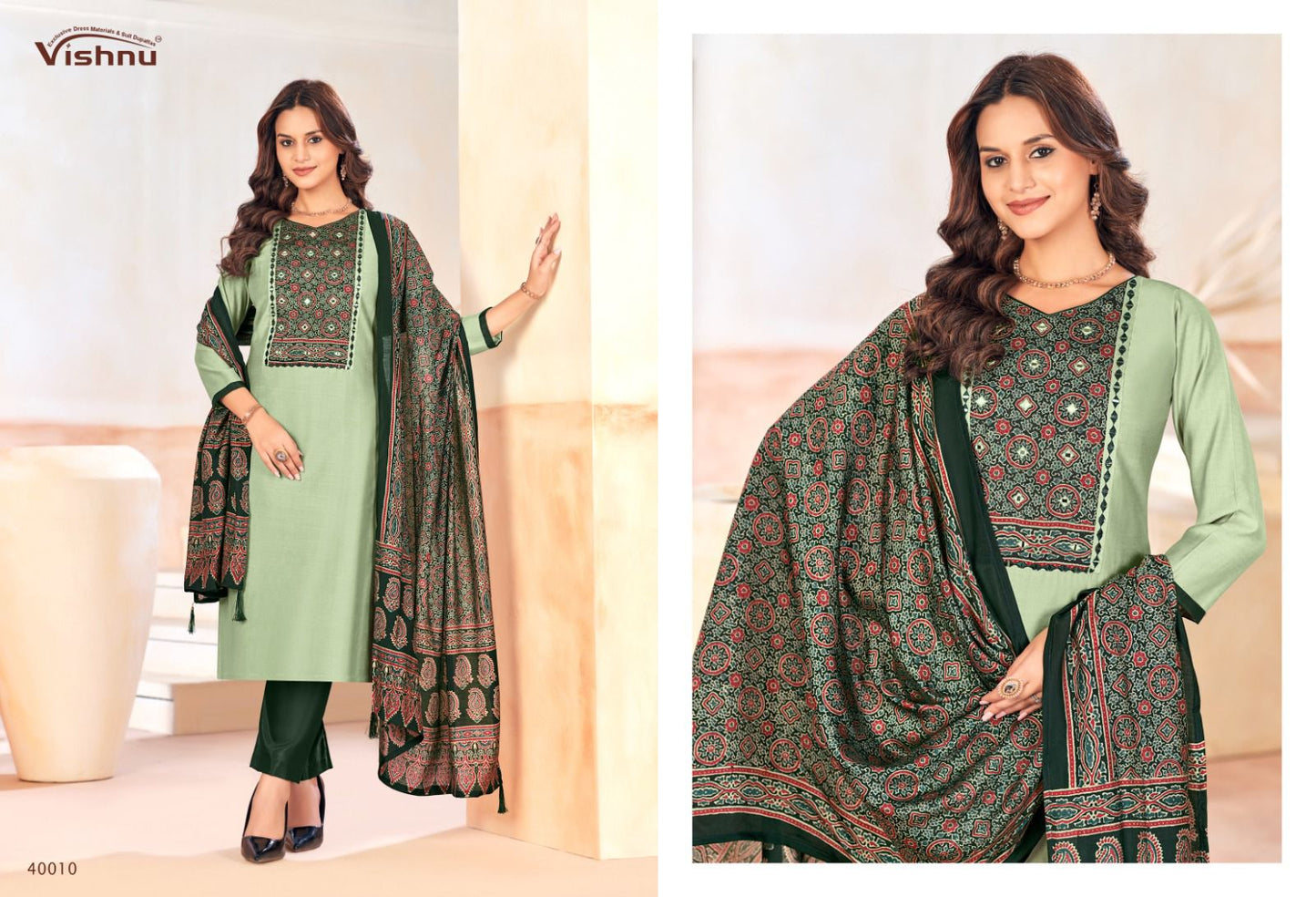 Ajjrak Gold Vol 2 Vishnu Impex Vetican Pant Style Suits Supplier