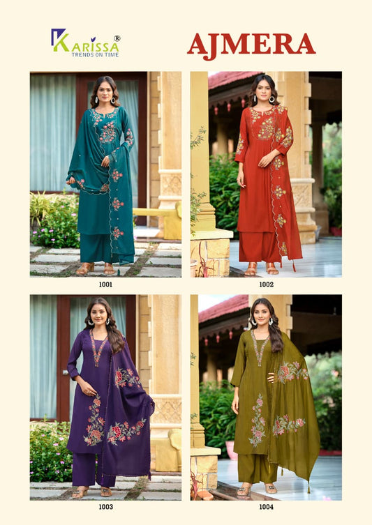 Ajmera Karissa Viscose Readymade Plazzo Style Suits Wholesale Price