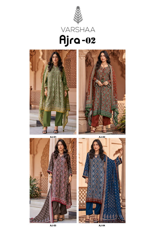 Ajra 2 Varshaa Viscose Muslin Pant Style Suits Exporter