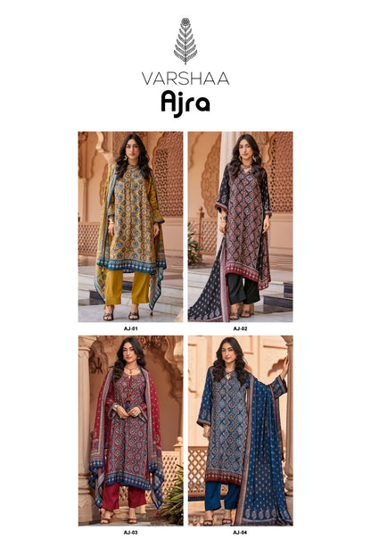 Ajra Varshaa Viscose Muslin Pant Style Suits Wholesaler India
