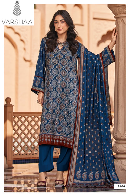Ajra Varshaa Viscose Muslin Pant Style Suits Wholesaler India