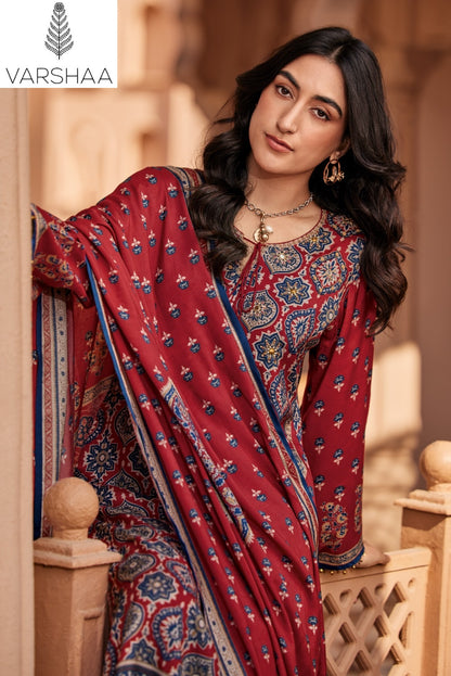 Ajra Varshaa Viscose Muslin Pant Style Suits Wholesaler India
