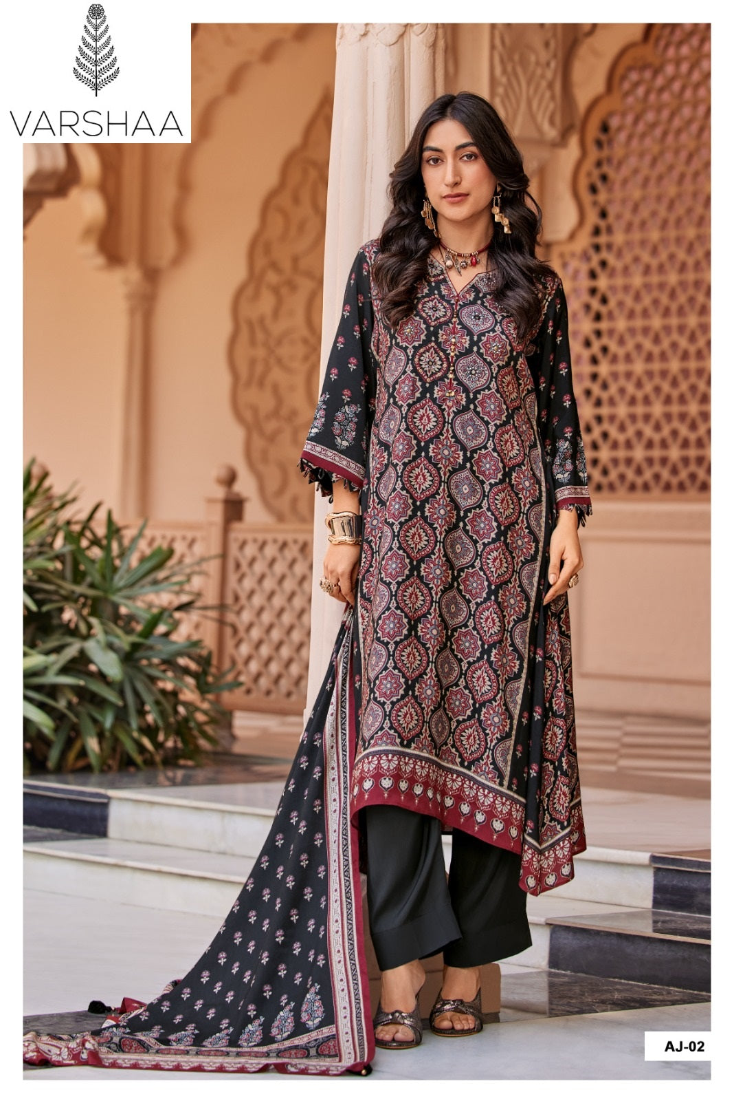 Ajra Varshaa Viscose Muslin Pant Style Suits Wholesaler India