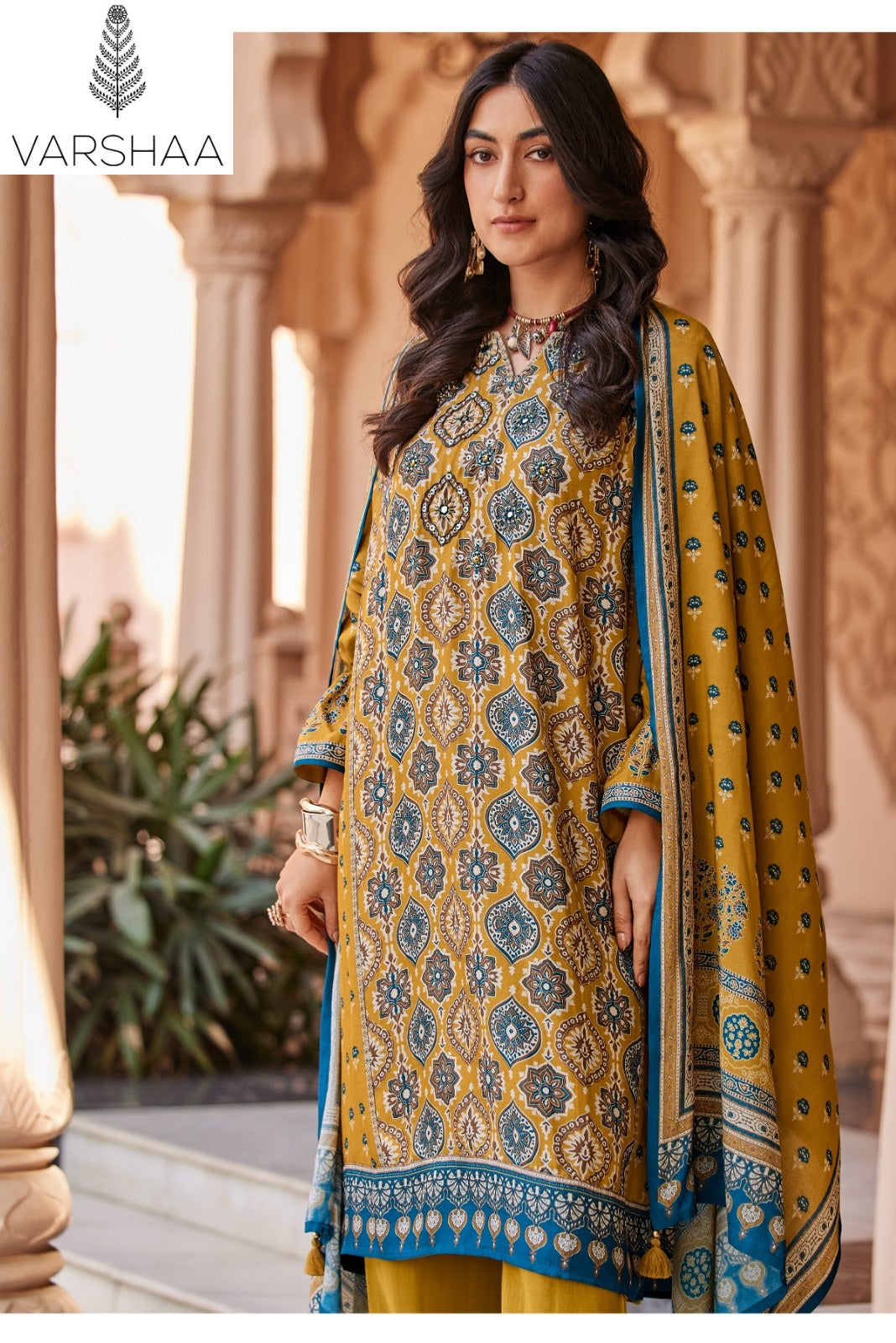 Ajra Varshaa Viscose Muslin Pant Style Suits Wholesaler India