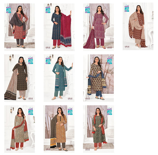 Ajrak 2 Mcm Lifestyle Readymade Cotton Pant Suits Wholesaler Gujarat